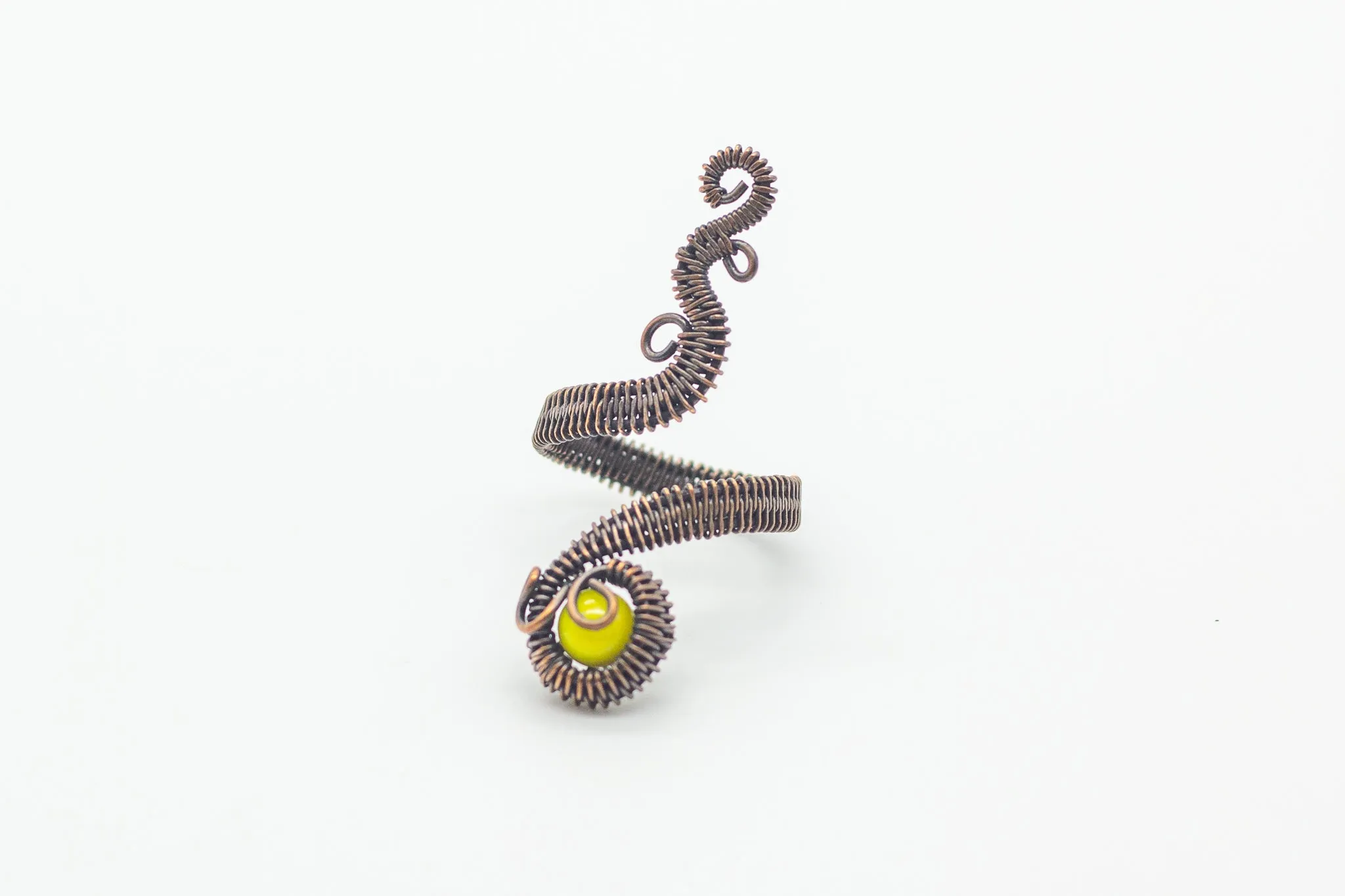 Yellow Fused Glass Adjustable Ring