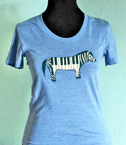 Zebra Piano T-shirt (Blue)