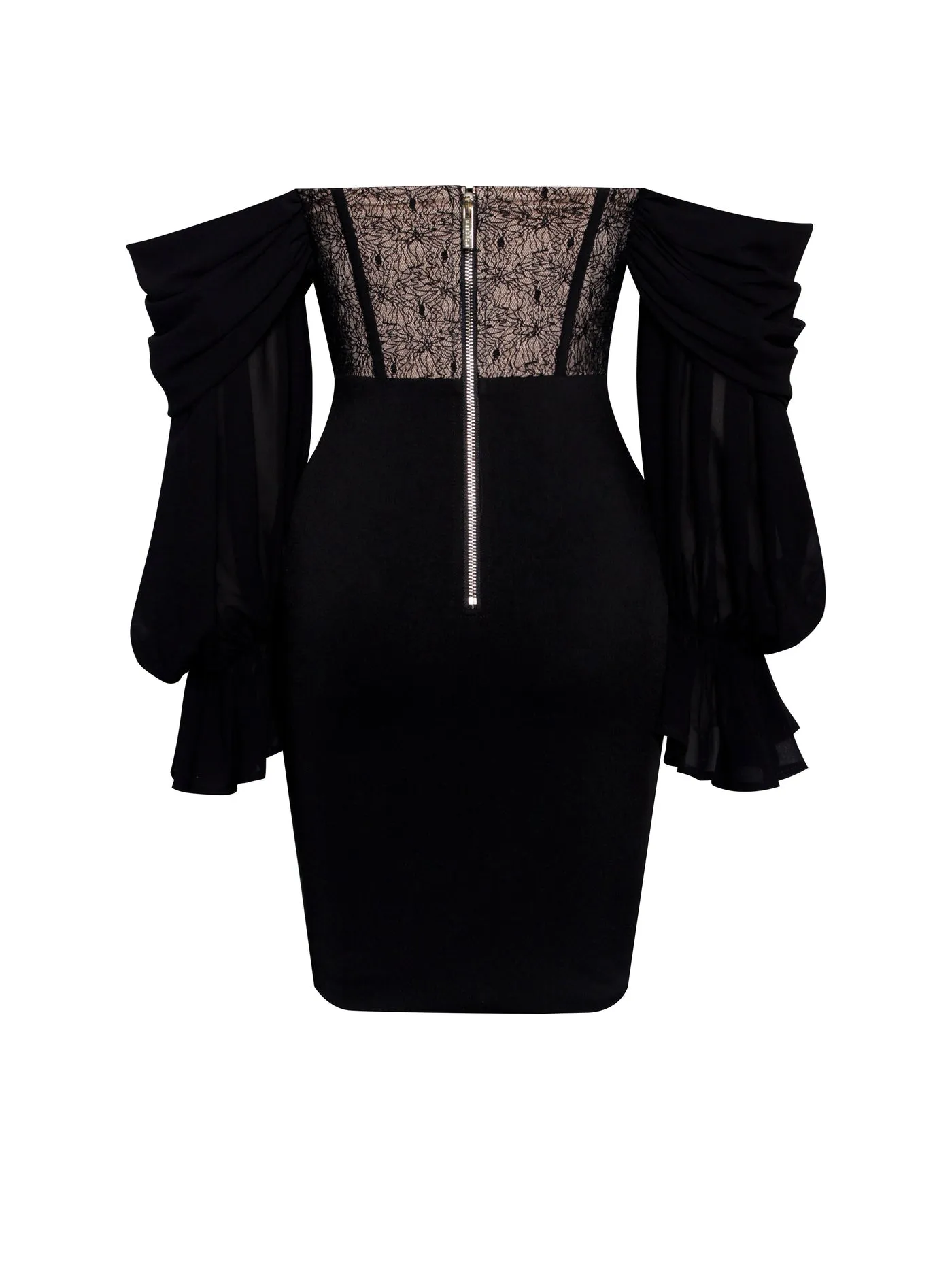 Zora Lace Corset Off Shoulder Dress x Black